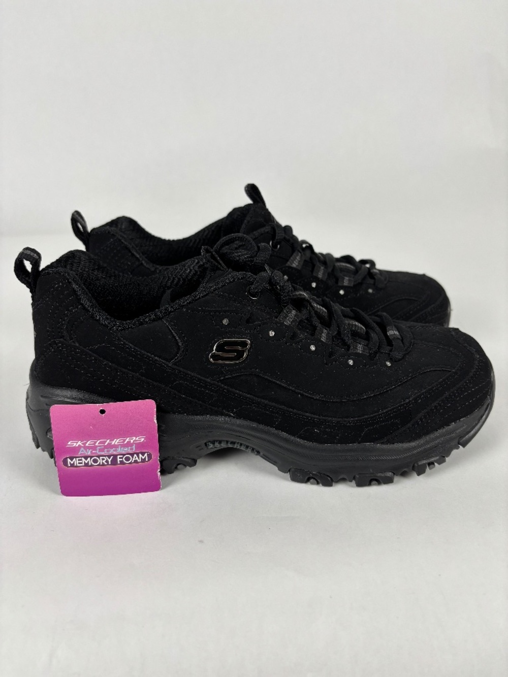 Skechers, D'Lites, Sneakers, Size 7.5, Black on Black, Memory Foam, Air Cooled